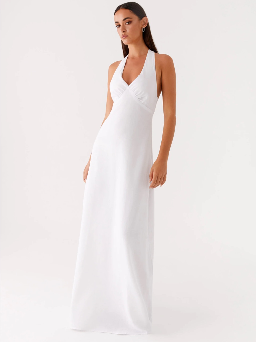 Peppermayo Heavy Hearted Linen Maxi Dress- Backless White